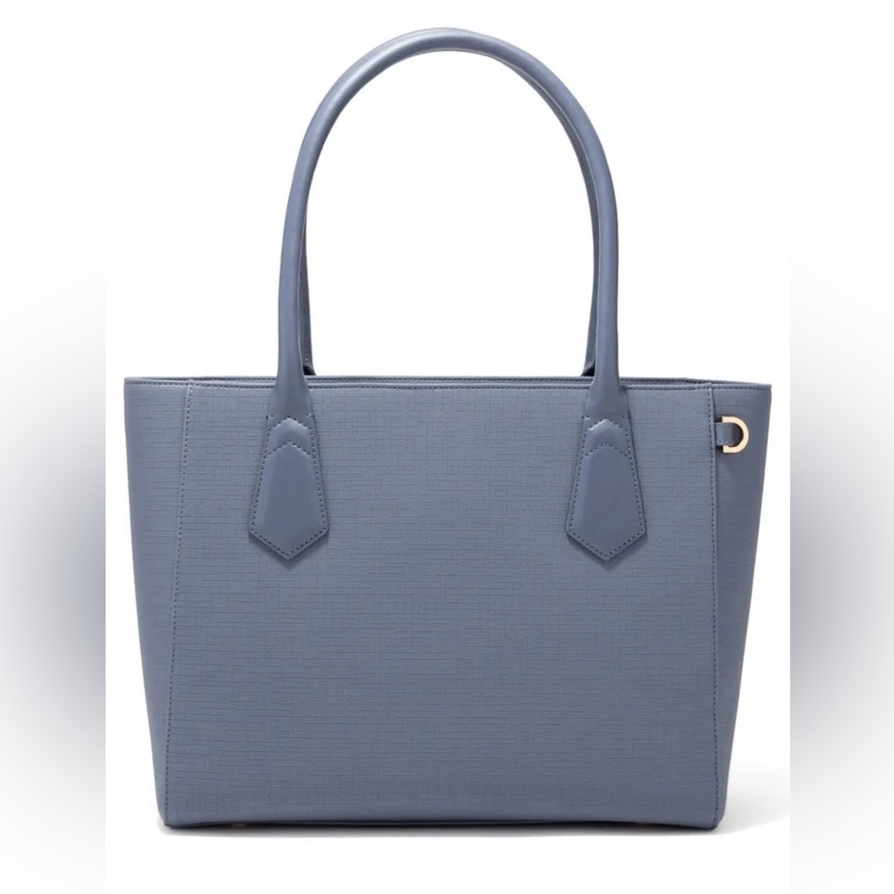 DAGNE DOVER Women’s Signature Classic Coated Canvas Tote Ash Blue $245 NWOT